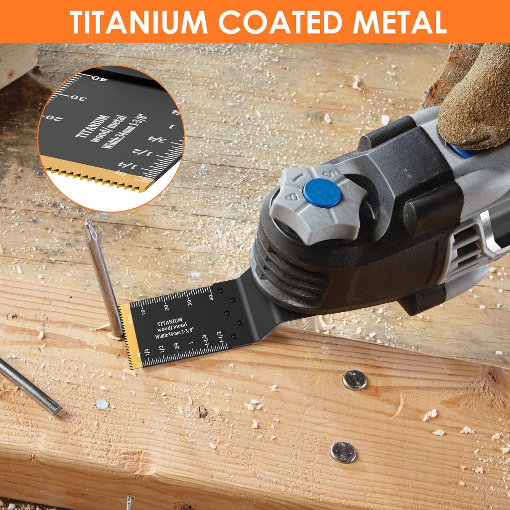 10/12 Pcs Titanium Bimetal Oscillating Saw Blade Set Precise Multi-functional Titanium-coated Swing Saws Blade for Cutting Metal