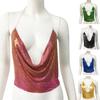 Sexy tílko Dámské s halter krkem Bez rukávů Lesklé flitrované tílka Jednobarevné ramínka na kšandy Letní třpytivá camisole