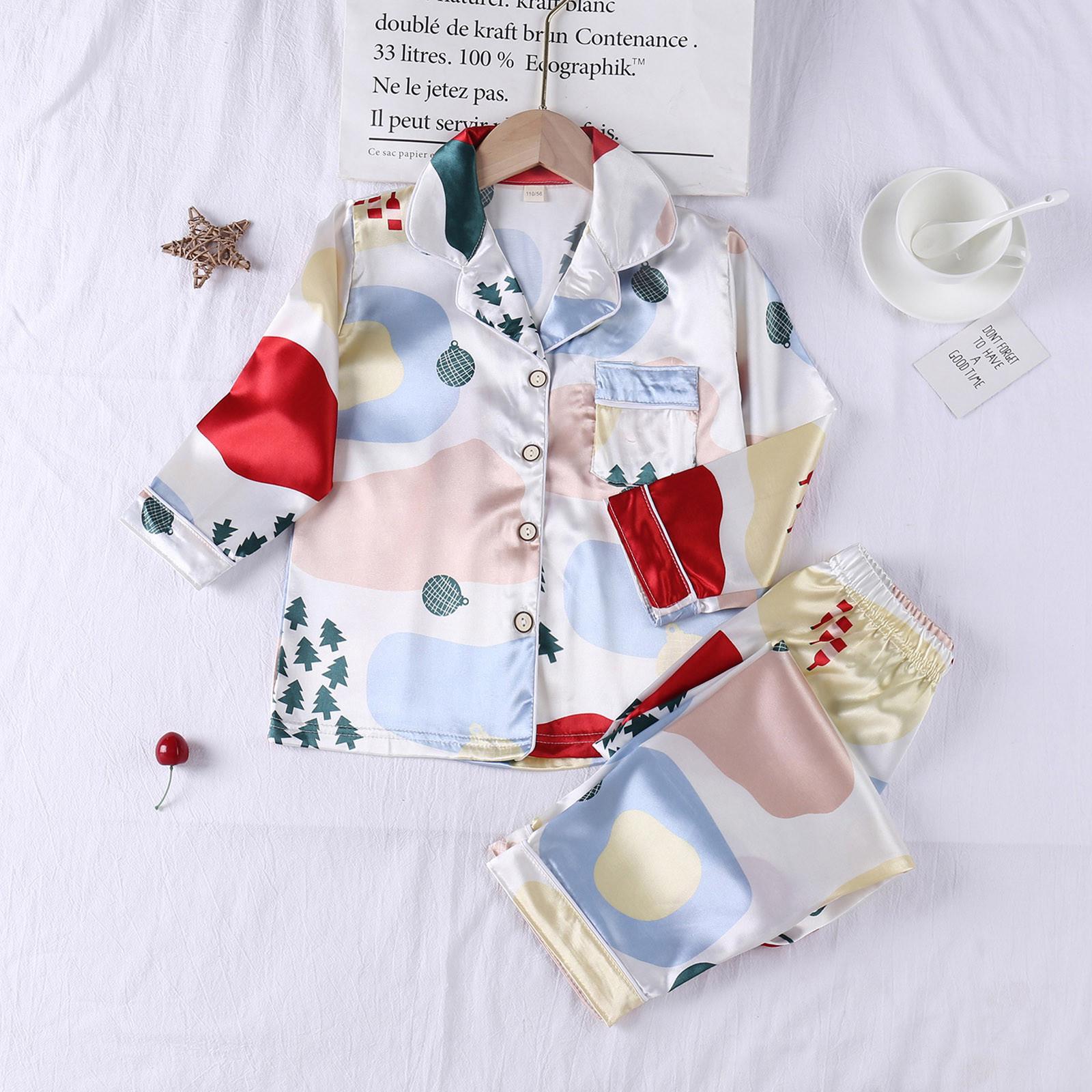 

Шелковые пижамы для мальчиков и девочек, одежда для сна с короткими рукавами, весна-лето, комплект из 2 предметов с принтом 120 белый