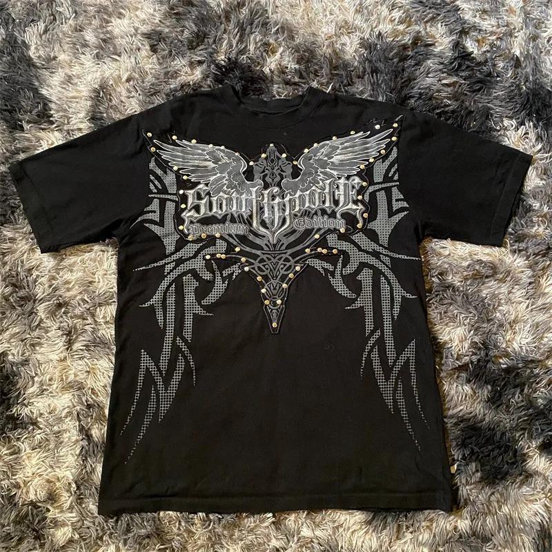 

2026Classic Y2K Gothic Style Tshirt Print T Shirt High Street Shirts Gothic Round Neck Cotton Tops New Unisexs Women T Shirt 4XL