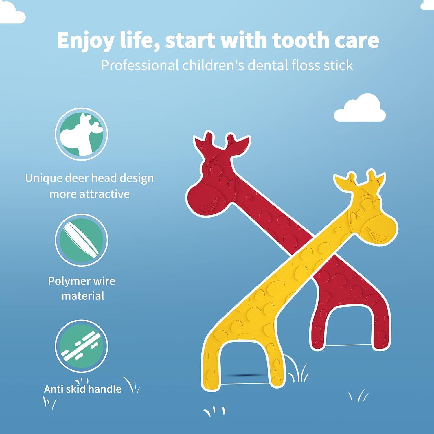 Kids Flossers Individually Wrapped Floss Picks Dental Floss Toddler Floss Portable Travel Floss Cute Animal Shapes Dental Floss for Children & Adults