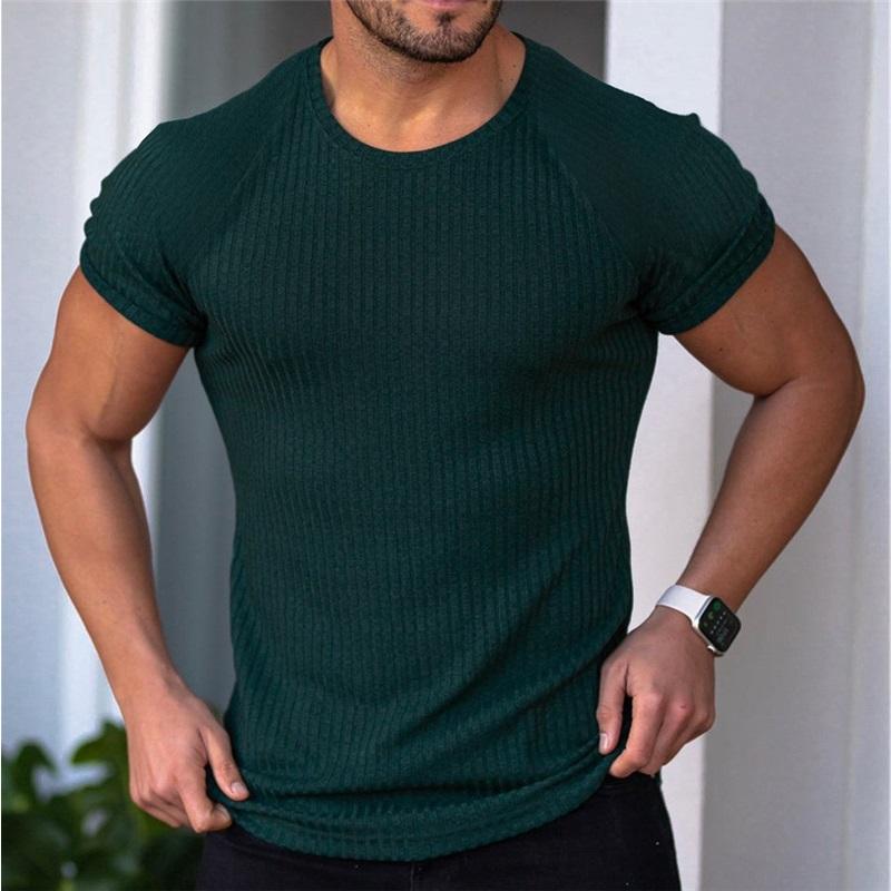 Men's Autumn Sports Fitness Casual Stand Collar Stretch Ribbed Crew Neck Long Sleeve Activewear