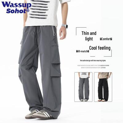 Wassup Sohot Men's Summer Techwear Ice Silk Straight Cargo Pants