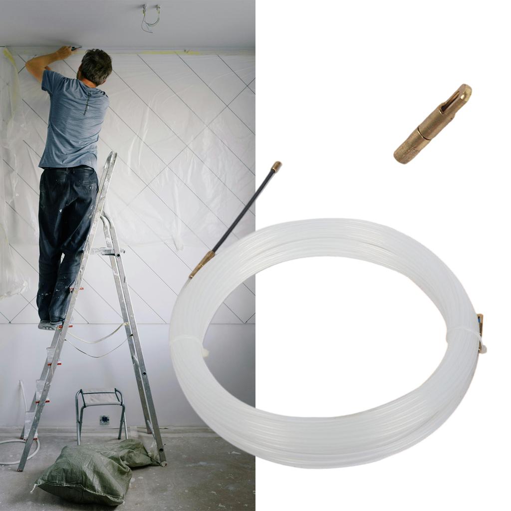 Electricians Cable Pulling Tool 10 Meter Nylon Retractable Spring 3mm Thick Cable Installation Helper for In Wall Wiring