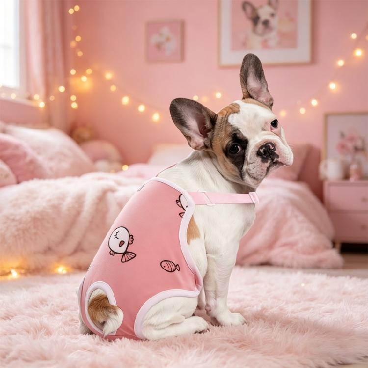 Female Dog Diapers with Suspender Washable Reusables Nappies for Small Media Girl Dog In Heat Period Incontinence