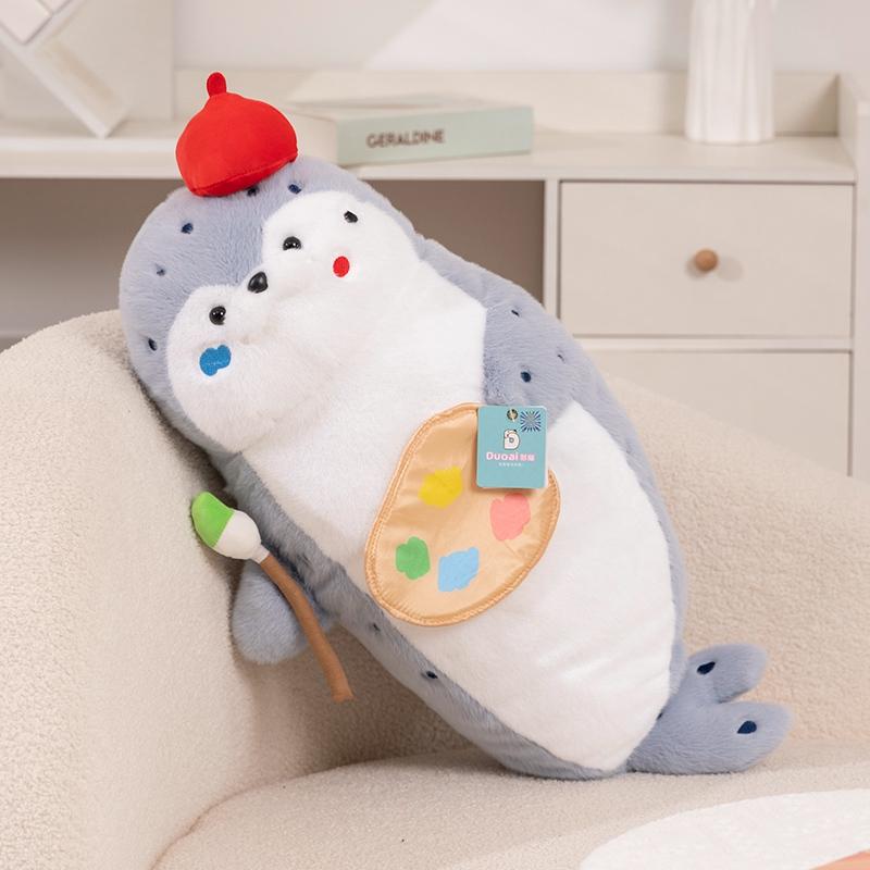 Cute Fried Shrimp And Seal Plush Toys Lovely Cartoon Seals Plush Doll Role Playing Seal Plush Pillows Appease Sleeping Kids Gift