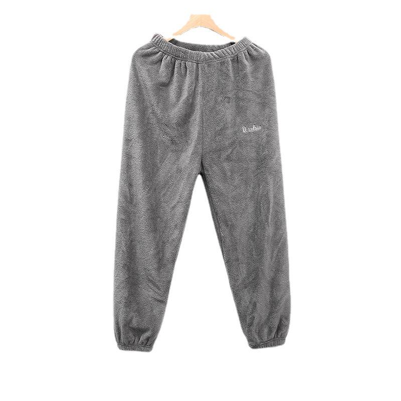 Damen Winter-Pajamahose mit hohem Bund aus Korallenfleece - Übergröße, lockere Passform, tragbar im Freien