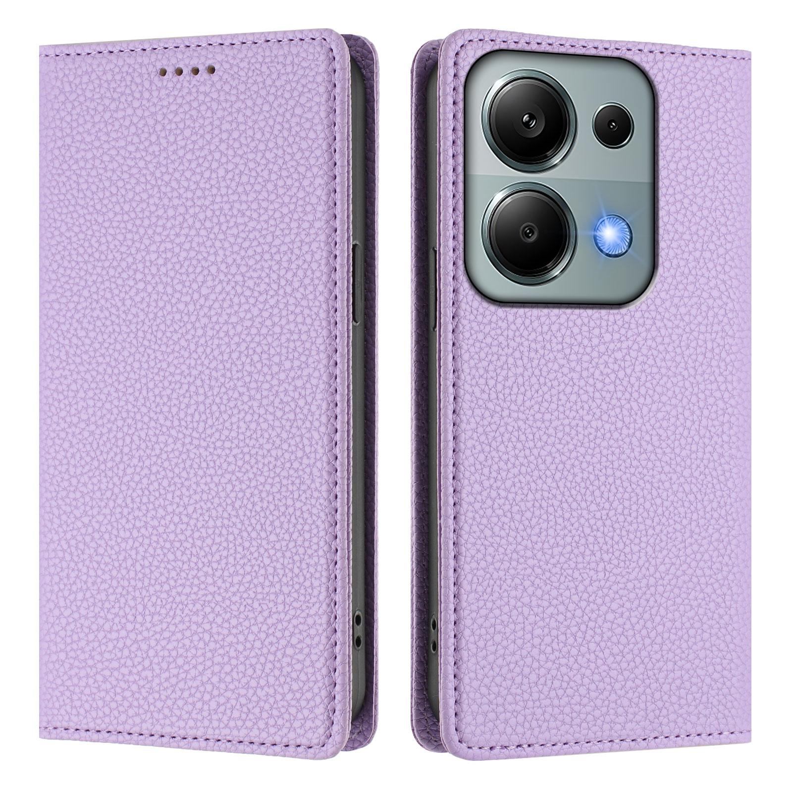 

For Xiaomi Poco M6 Pro 4G/Xiaomi Redmi Note 13 Pro 4G Wallet Case RFID Blocking Litchi Texture Leather Mobile Cover Light Purple