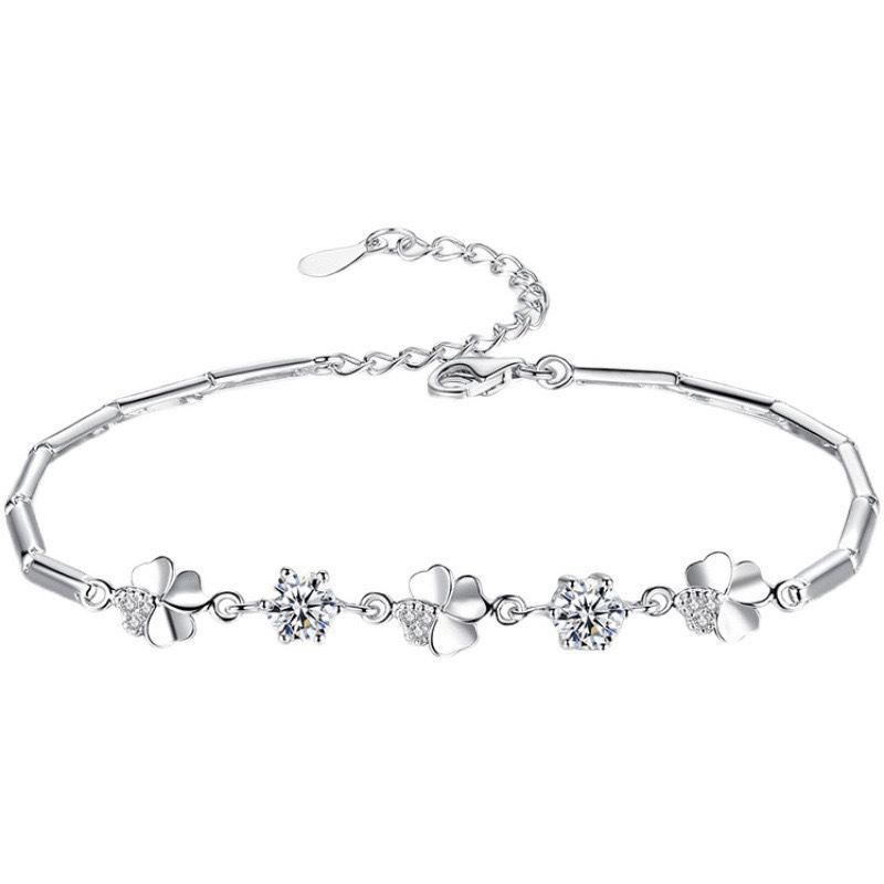 Four-leaf Clover Diamond-encrusted Bracelet Women's New Niche Design High-end Zircon Jewelry for Girlfriend's Birthday Gift