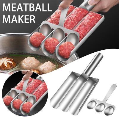 Stainless Steel Triple Meatball Maker With Spoon Time-Saving Non-stick Meatball Molds For Kitchen Cooking