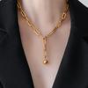 Gold Paperclip Necklace Adjustable Sweater Chain Necklace Metal Choker Necklace  Women's Jewelry