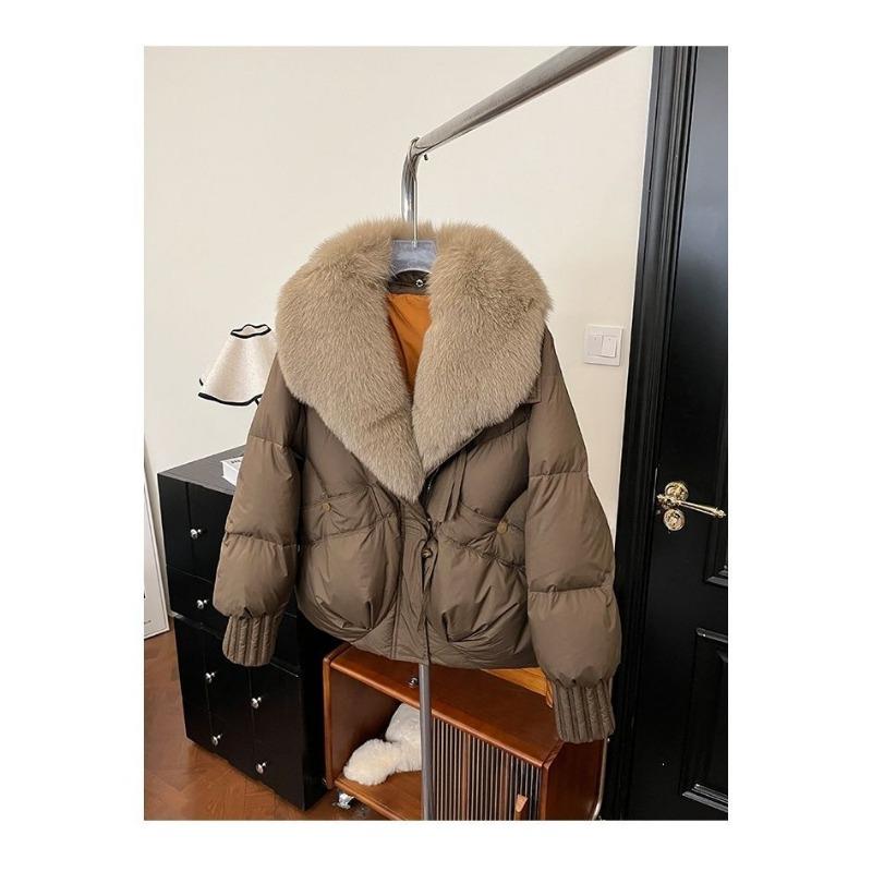 

Высококачественная хлопковая одежда с большим меховым воротником для женщин, осенне-зимняя новая дизайнерская стеганая теплая куртка 3XL [excellent quality] хаки