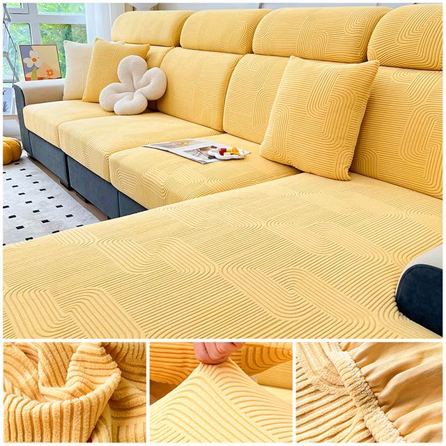 Elastic Sofa Cover Jacquard Polar Fleece Sofa Seat Cushion Cover For Living Room Pet Kids L Shape Corner Armchair Sofa Slipcover