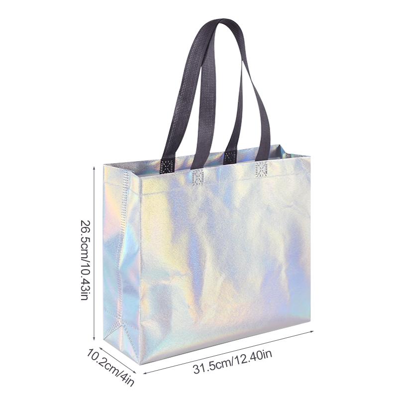 

10Pcs Laser Silver Gift Bag with Handles Christmas Gift Packaging Birthday Wedding Favors for Guest Bachelorette Party Supplies 10pcs
