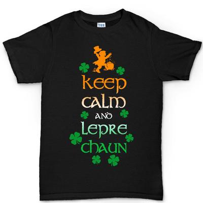 Mens Keep Calm Leprechaun St Patrick Paddys Day Irish Ireland T-Shirt Tee Top T-Shirt