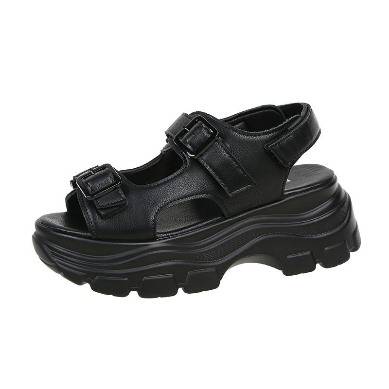 2025 Sommer Muffinboden Zehenfrei Freizeit Sandalen Damen Klettverschluss Keilabsatz Damenschuhe Große Größe Römerschuhe 2025