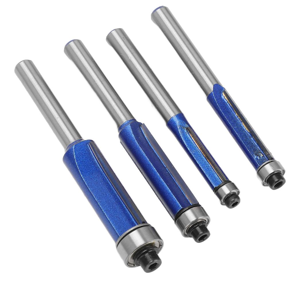4Pcs Trim Bit Depth Adjustable Wear Resistance Strong Incisive Edge 14in Shank Router Bit