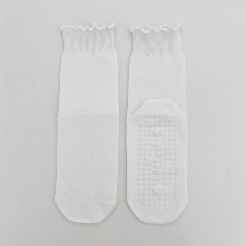 

Female Spring and Autumn Lace Sports Fitness Non Slip Pilates Yoga Boneless Tube Socks 1 pair белый