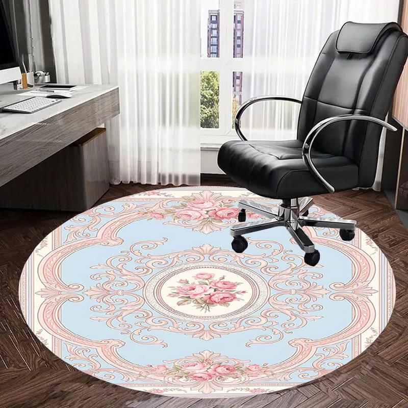 1PC Floral Ornamentation Non-Slip Floor Round carpet, Office, family, bedroom, Large Area Rug Indoor Rugs,  Durable Polyester-L0336