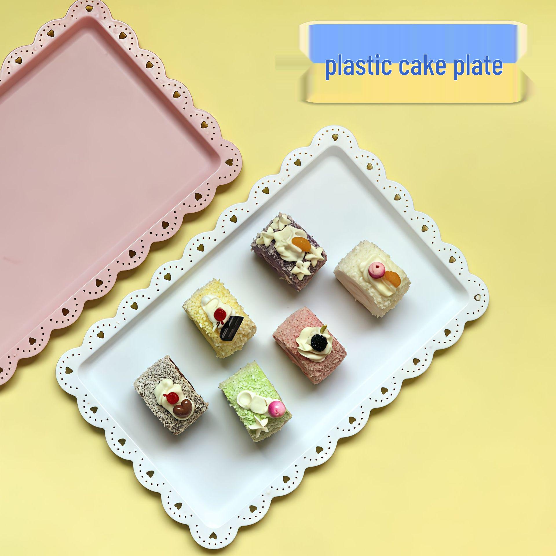 Rectangular Plastic Fruit & Snack Tray - Birthday Decoration, Tea Break, Cake & Dessert Serving Plate Black (No Packaging)
