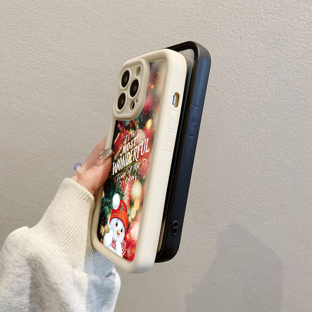 Ae121 Merry Christmas Santa design art Phone Cases for iPhone 16 14 13 11 Pro Max 15 7 8 6 Plus 12 mini XR XS Max SE Angel Eye Ladder Protective Cover