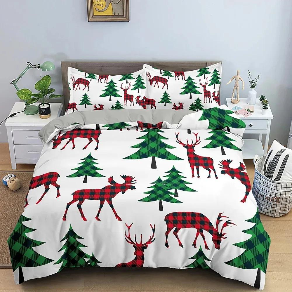 Christmas Decoration Bedding Set Luxury Soft Duvet Cover Set 3D Christmas Printed Quilt Cover King Queen Twin Size Home Textile