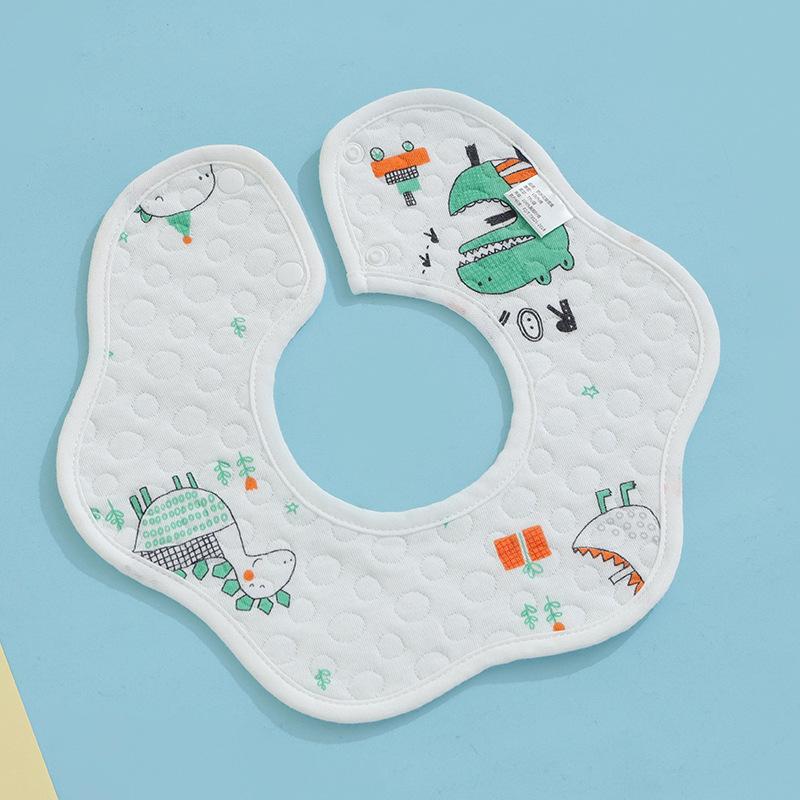 Class A Newborn Baby Saliva Towel Crepe Waterproof Petal Bib Autumn Winter Children Eating Cartoon Cotton Bib