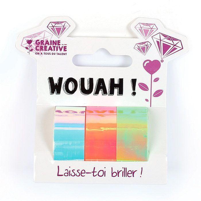 3 Iridescent Masking Tapes 5 Mx 1.5 Cm - White, Orange, Green