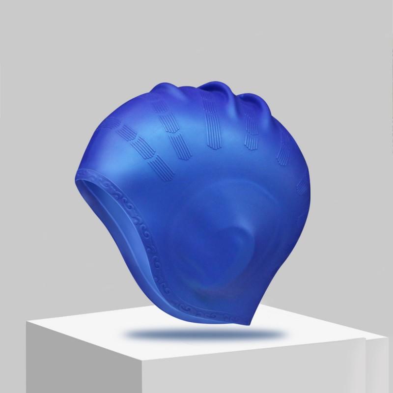 

Ear Protection Cap Increased Silicone High Elastic Not Le Head Ear Protection Hair Care Waterproof Swimming Cap Adult синий