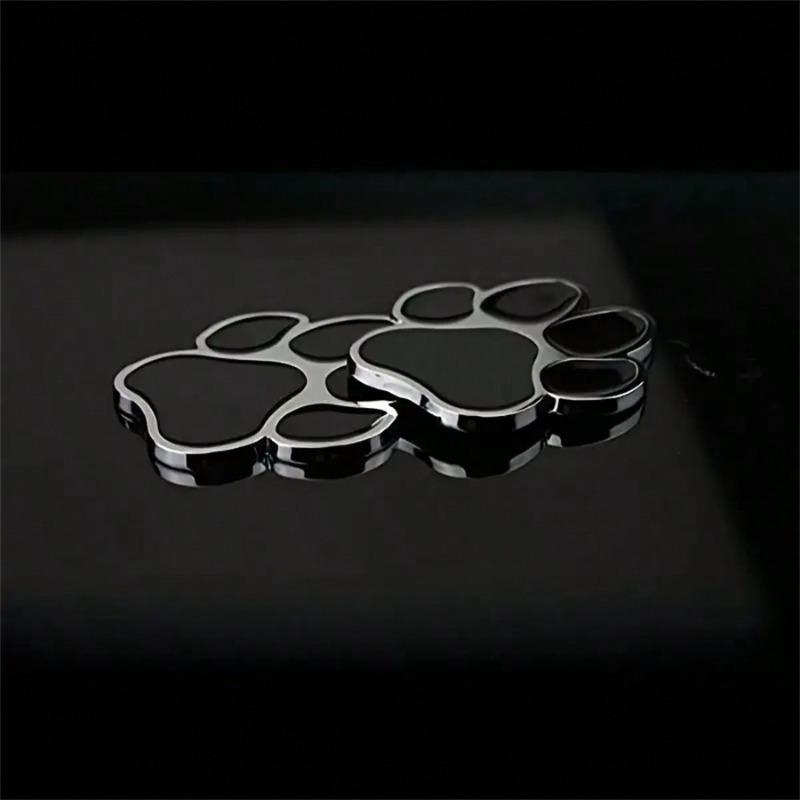 1 szt. Naklejka Chrome z Nadrukiem Psiej Łapy 3D na Samochód, Motocykl