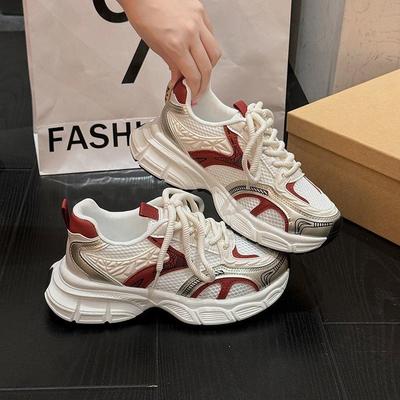 Plateau Dad Schuhe Damen Höhe erhöhen vielseitige Freizeitschuhe 2024 Herbst und Winter neu Mesh atmungsaktiv koreanische Version Sportschuhe