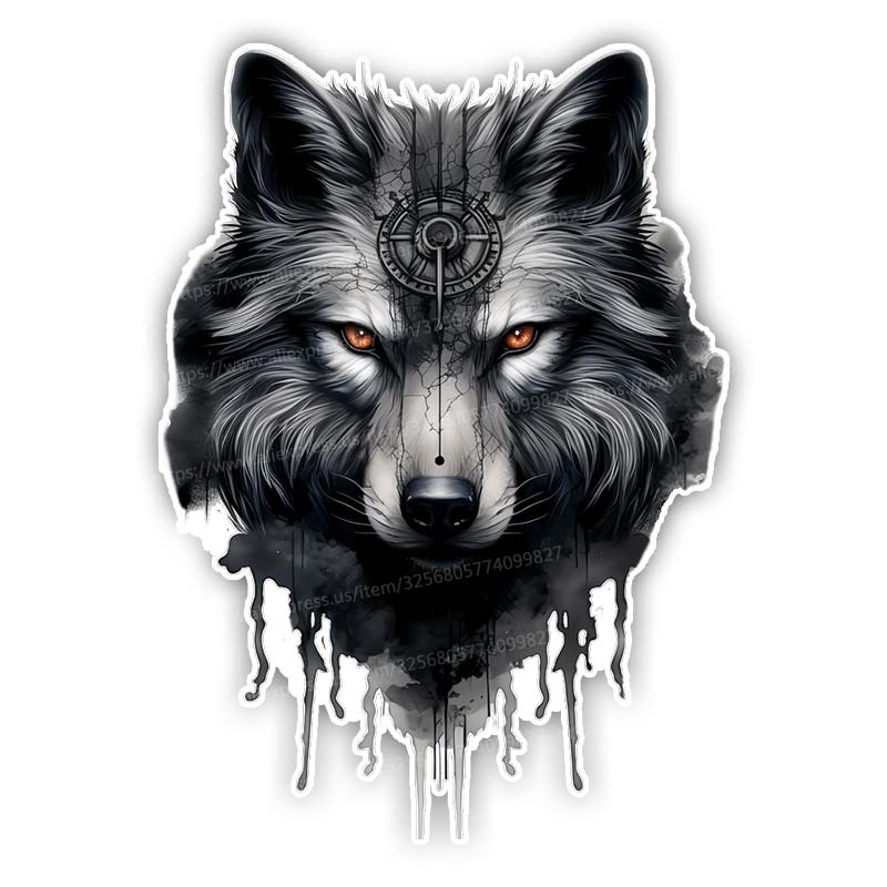 

Ferocious Wolf Head Car Sticker Vinyl Decal Waterproof Rear Window Motorcycle Camper Bumper Truck Laptop Decoration SH607 F-15cm Longest Side