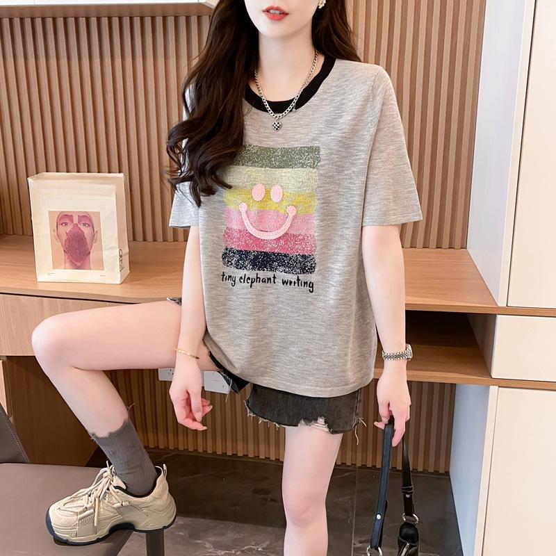 

Плюс Размер Женский Летний Тонкий Солнцезащитный Вышитый Свободный Топ С Короткими Рукавами 3XL серый