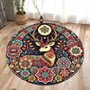 1 Stück Vintage Böhmischer Elch Rund Bedruckter Teppich Vintagefarben Mysteriöse Fußmatte Wohnzimmer Dekoration Schlafzimmerteppich