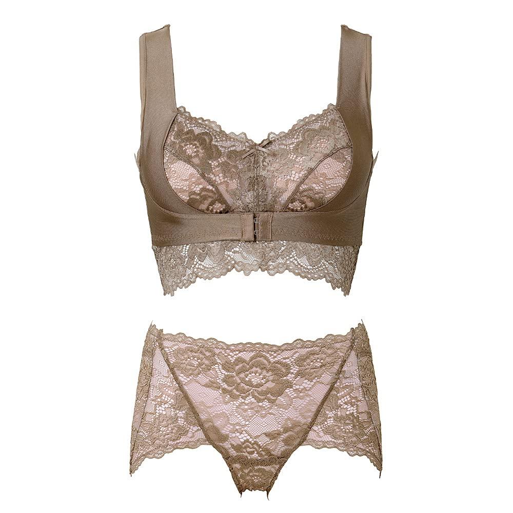 

Ночной бюстгальтер и шорты для полной груди, подтягивающие шорты для таза, S x [Поблагодари меня] Комплект, Бюстгальтер, Комплект, Женский, Какао, S-M