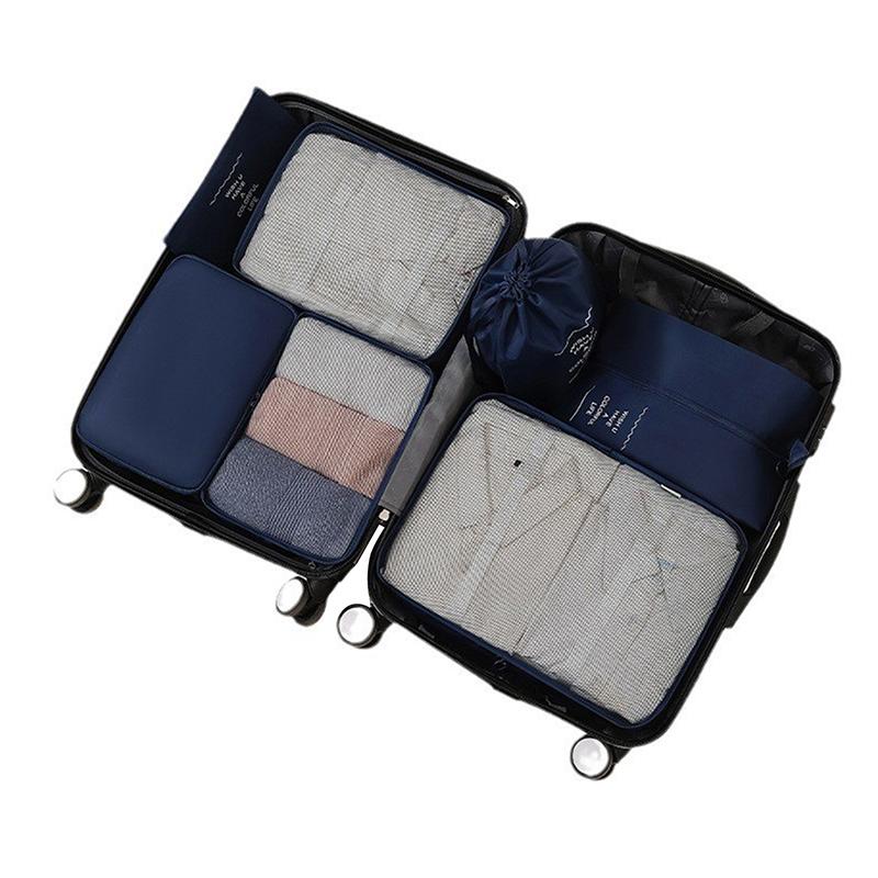 7Pcs/Set Folding Travel Storage Bags Digital Toiletries Shoes Clothes Organizer Suitcase Clothes Tidy Pouch Packing Cubes Set