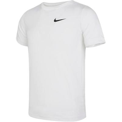 Solid Color Logo Crew Neck Breathable Knit Short Sleeve T-Shirt Kids Tops White DX9537-100
