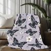 Contemporary Butterfly & Floral Print Throw Blanket - Soft Breathable  Polyester, All-Season Cozy Decorative Accent For Couc