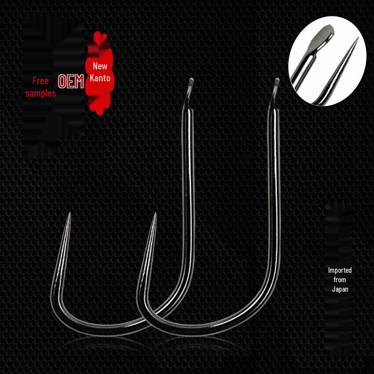 Barbless Japanese Fishing Hooks with TG Black Sleeve, Sharp Point, and Wire Groove - 100 Pieces
