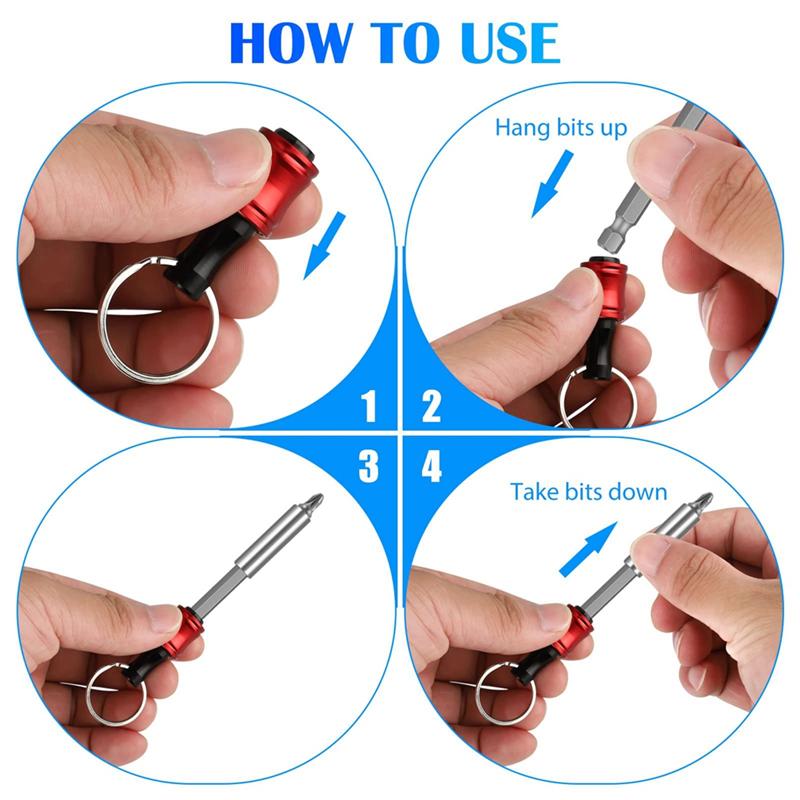 

AD23-12Pcs 1/4 Inch Hex Shank Screwdriver Bit Holders, Keychain Extension Bar, Portable Fast Change Bit Holder Set