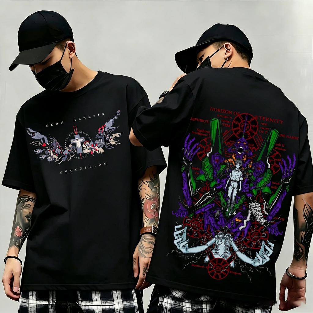 2026 Summer New Arrival Evangelion Pattern Street Style Print ShortSleeve TShirt Y2K Style Suitable for Both Unisex and Unisex