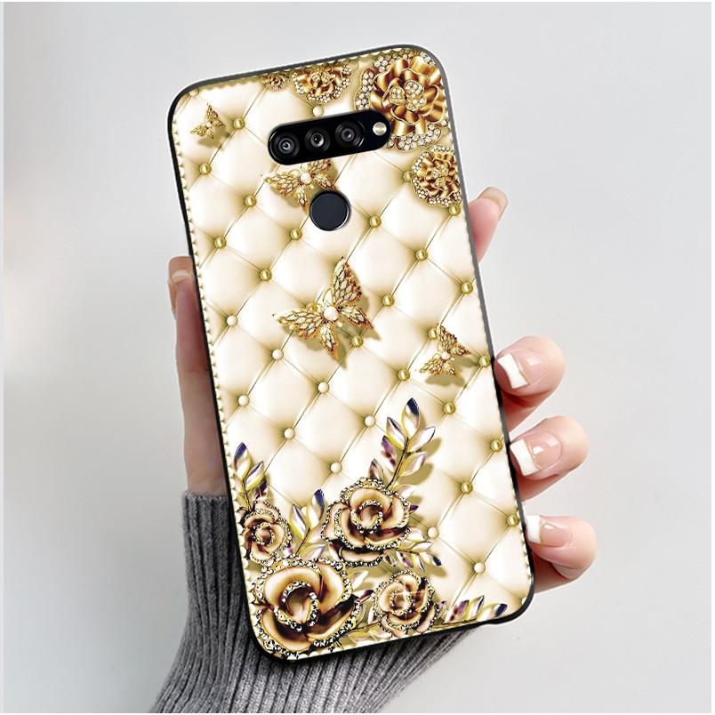 Soft Shockproof Phone Case For LG K50S Bumper Silicone Black Case New Design Viral Pattern Koi Shell Cute Colorful Cover
