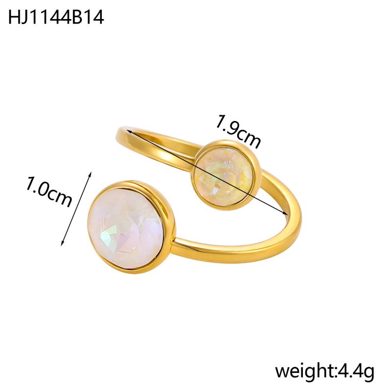 

CARLIDANA Trendy Zircon Open Ring Rainbow Zirconia Gold Plated Stainless Steel Ring Waterproof Jewelry Party Gift for Women resizable
