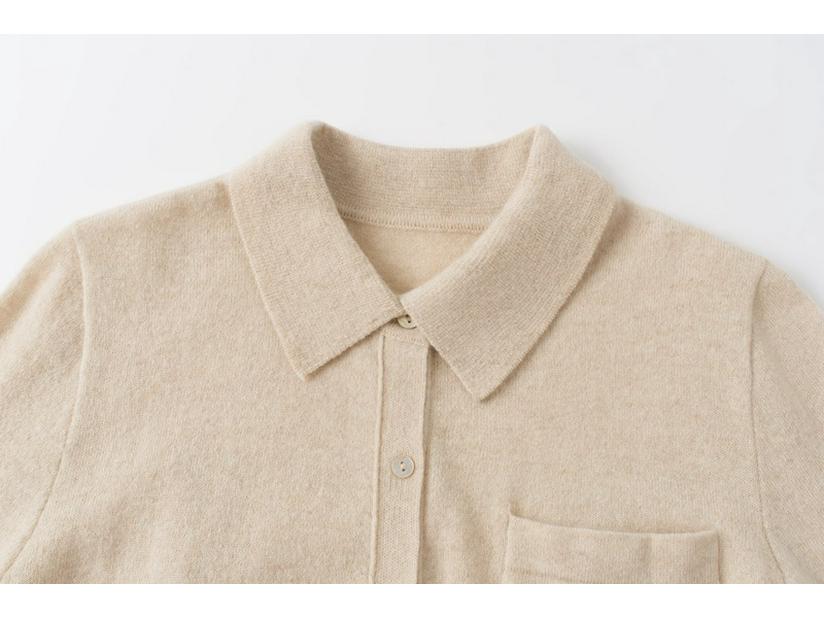 Uvolněný polokošilový límec 100% čistý kašmírový kardigan - Svetr střední délky