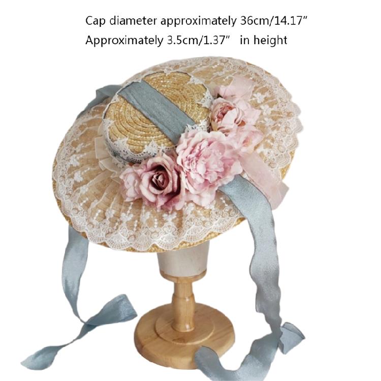 Lolita Headdress Elegant Tea Party Straw Hat Sweet Flower for Sun Hats for Women