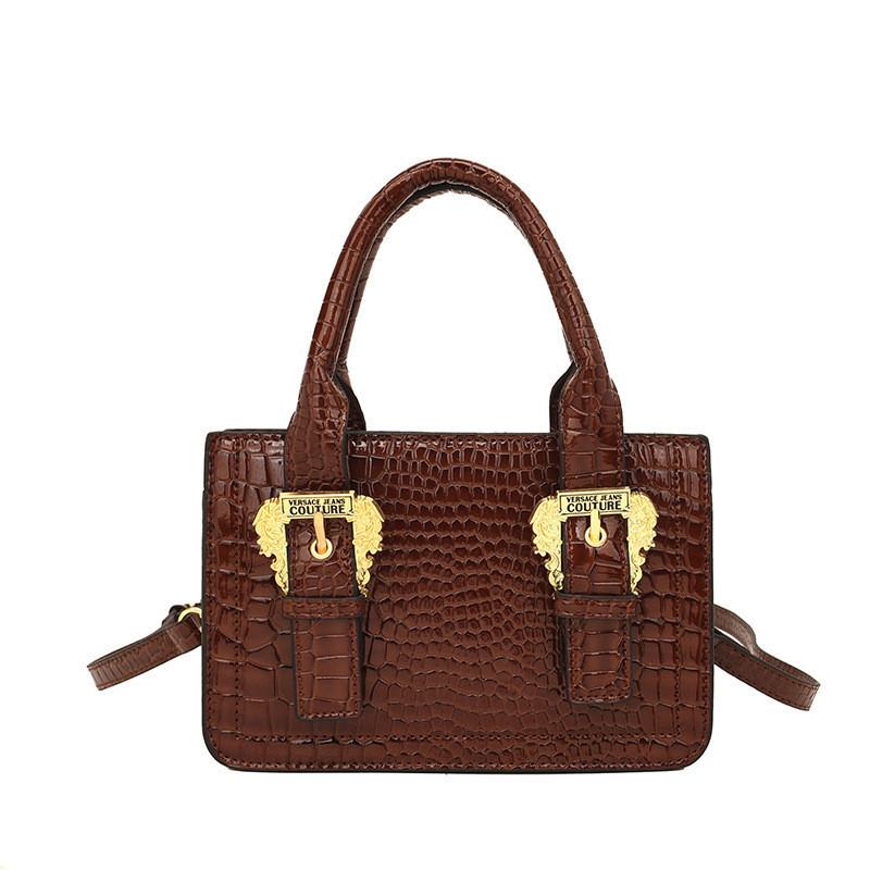 Retro Chic Medium Size Square Handbag For Women With Stylish Car Stitching Brown