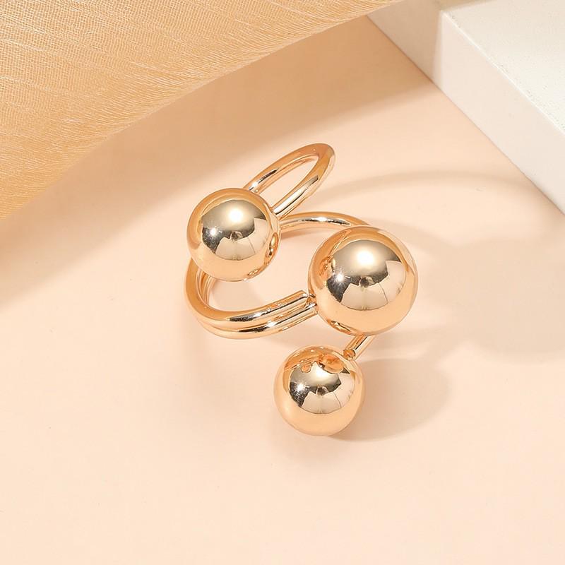 Korean Fashion Adjustable Multi-Ring with Metal Round Beads