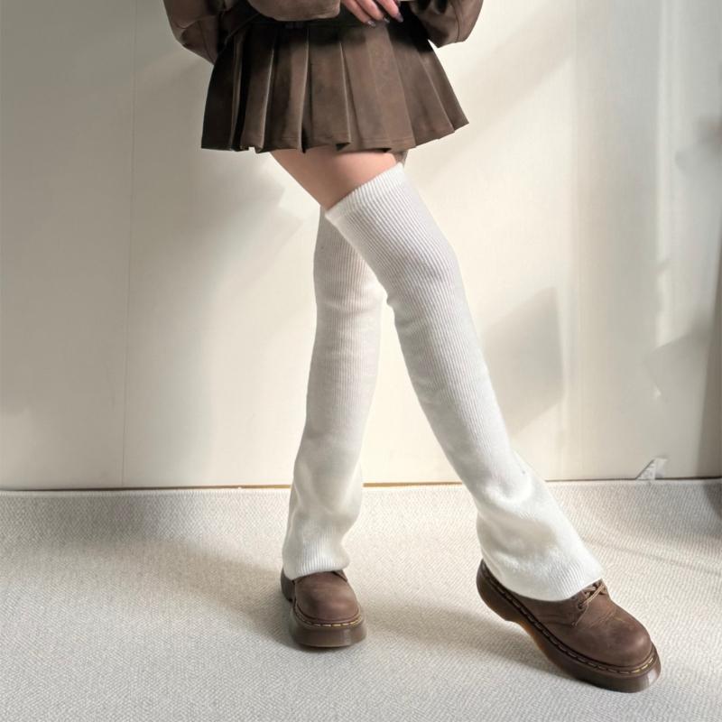Damen Mädchen Süße Beinwärmer Gestrickt Ausgestellte Beinärmel Goth Häkeln Lockerer Bund Knöchel Haufen Socken Oberschenkel Hohe Socken