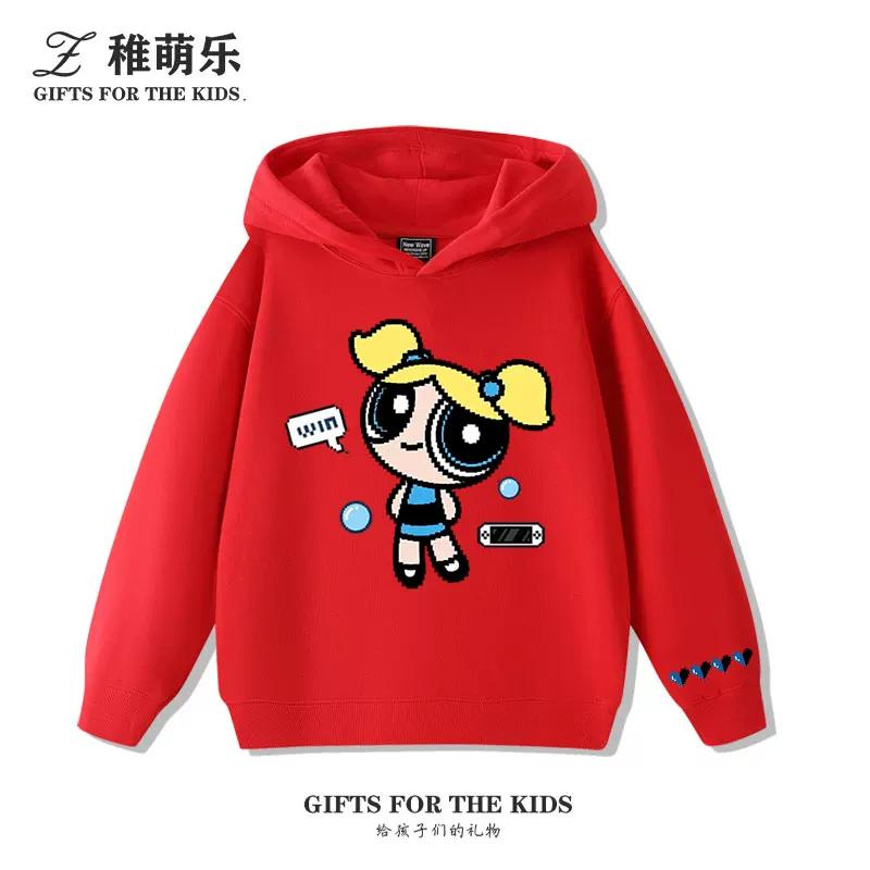 Cute Cartoon Girl Print Kids' Hooded Sweatshirt – Soft, Loose-Fit Pullover for Autumn & Winter – Warm, Casual Top for Boys and Girls