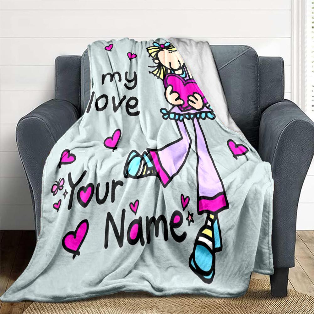 1PC Groovy Chick Custom Name Patterned Flannel Blanket Suitable For All Seasons For Home Decor Warmth And Comfort Gifts Holiday Present